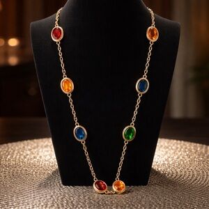 Elegant Multicolor Poured Resin Necklace